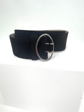 Prada Black Suede Wide Belt Size 32/80 Silver Buckle Made in Italy PRADA Silver Belts for Women for sale | eBay main image 2